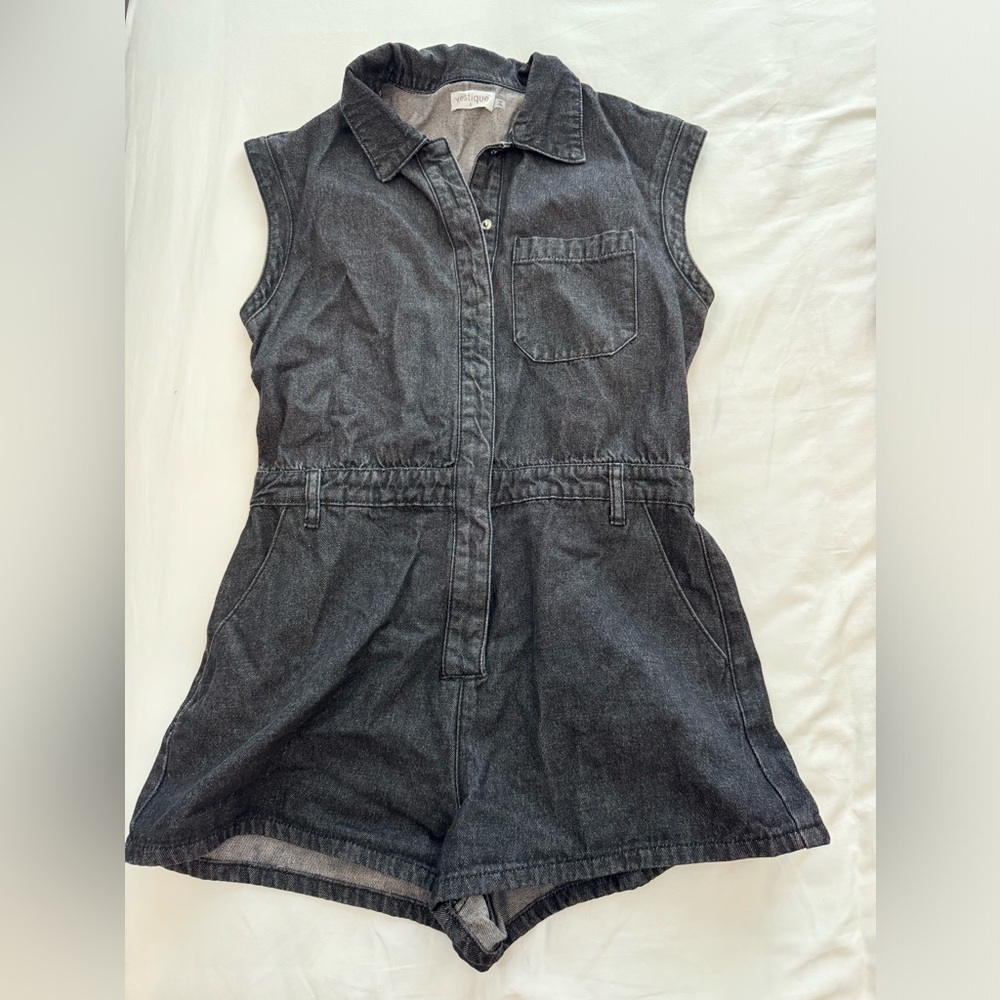 Denim romper size large so cute